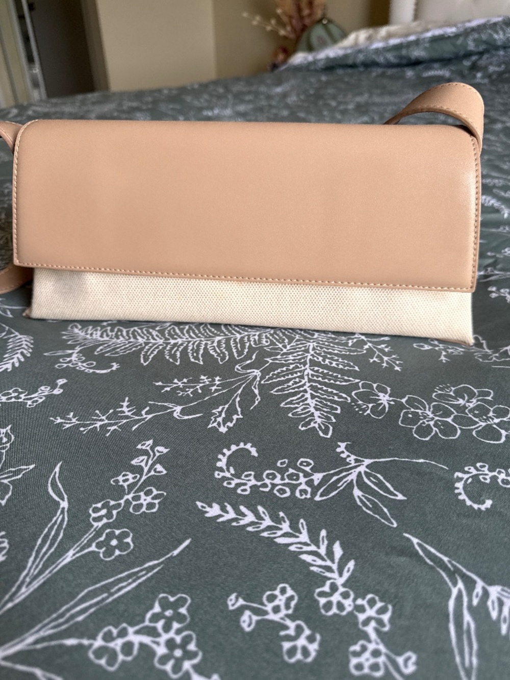 Madison West beige tan bag with adjustable strap